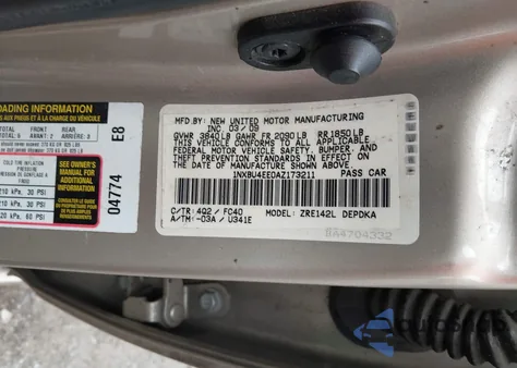 2010 Toyota Corolla Le z USA, uszkodzony, nr VIN 1NXBU4EE0AZ173211